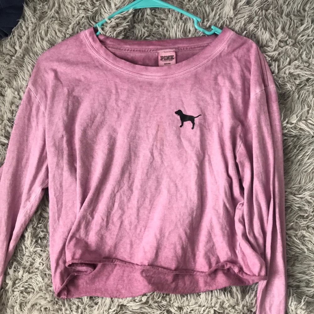 Pink crop top long sleeve